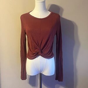 Like New Gaze Twist Knot Long Sleeve Crop Top